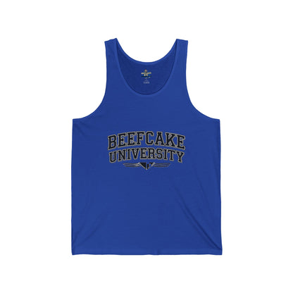 BEEFCAKE UNIVERSITY JERSEY TANK— VINTAGE COLLEGIATE GYM SHIRT