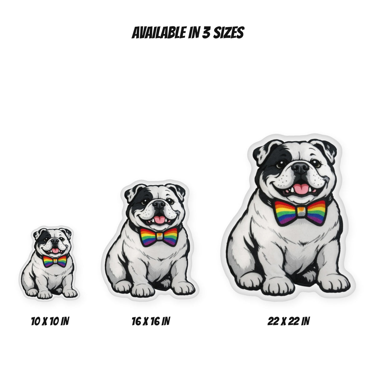 Gigi pillow size guide: 10 x 10, 16 x 16 and 22 x 22 inches