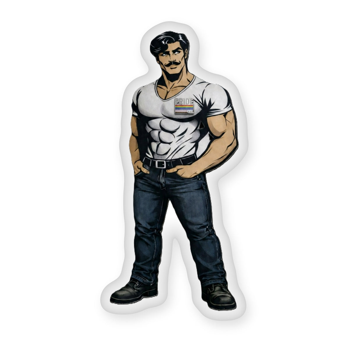 Remy, the Original Beefcake, custom-shaped pillow on a white background