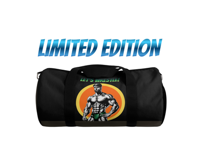 LET’S WRESTLE!- RETRO BEEFCAKES DUFFEL BAG IN BLACK (LIMITED EDITION)
