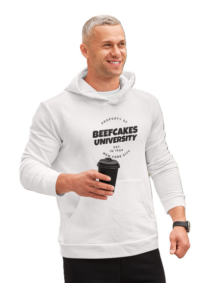 PROPERTY OF BEEFCAKE UNIVERSITY, Three-Panel Fleece Hoodie