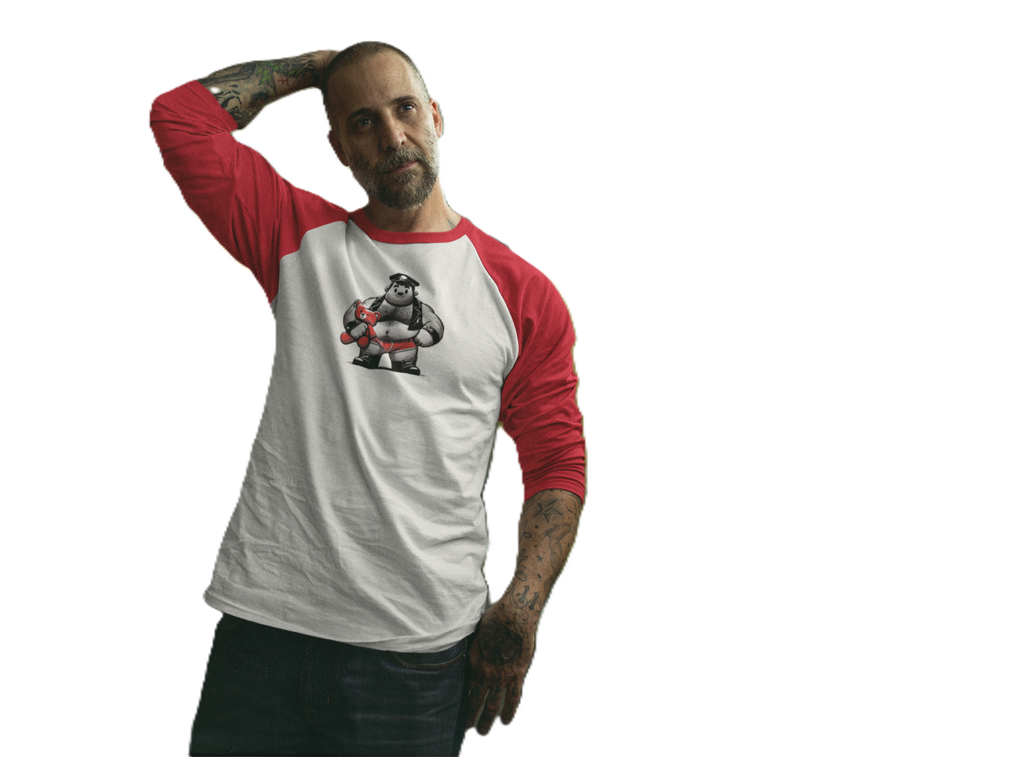 BEEFCAKE BEAR-BEAR, 3\4 Sleeve Baseball Tee