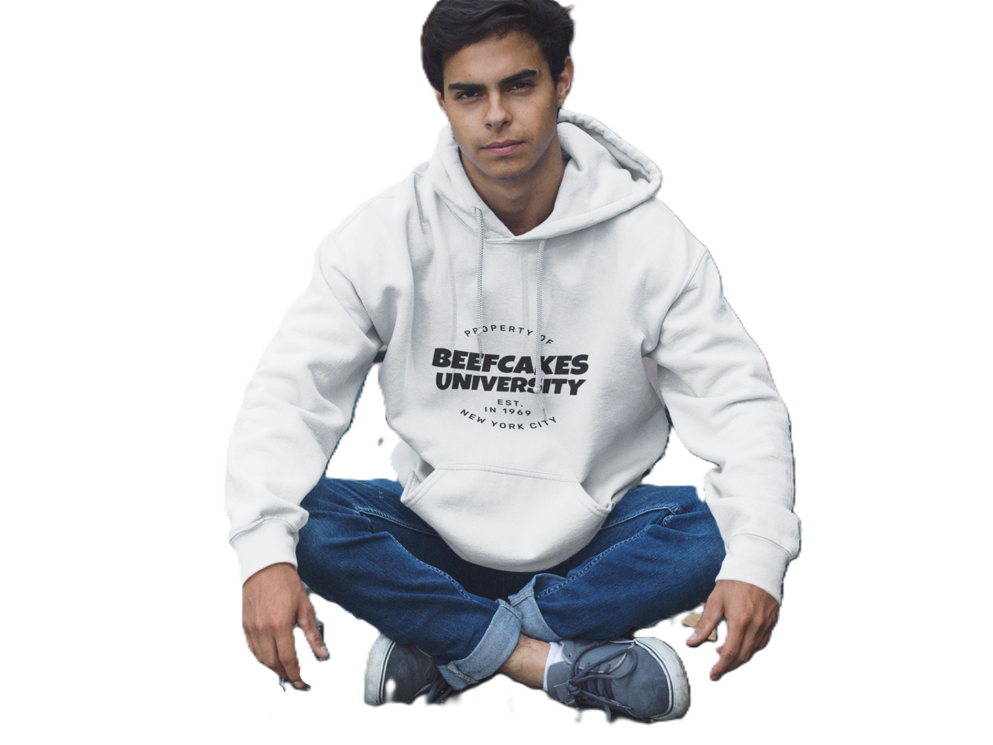 PROPERTY OF BEEFCAKE UNIVERSITY, Three-Panel Fleece Hoodie